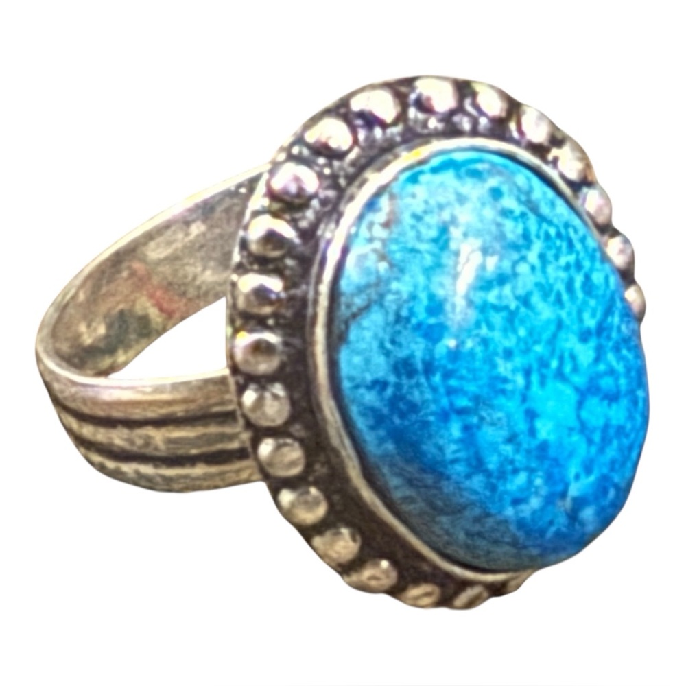 Sterling Silver 1990’s Southwestern Turquoise Ring, Size 7.5, Unworn